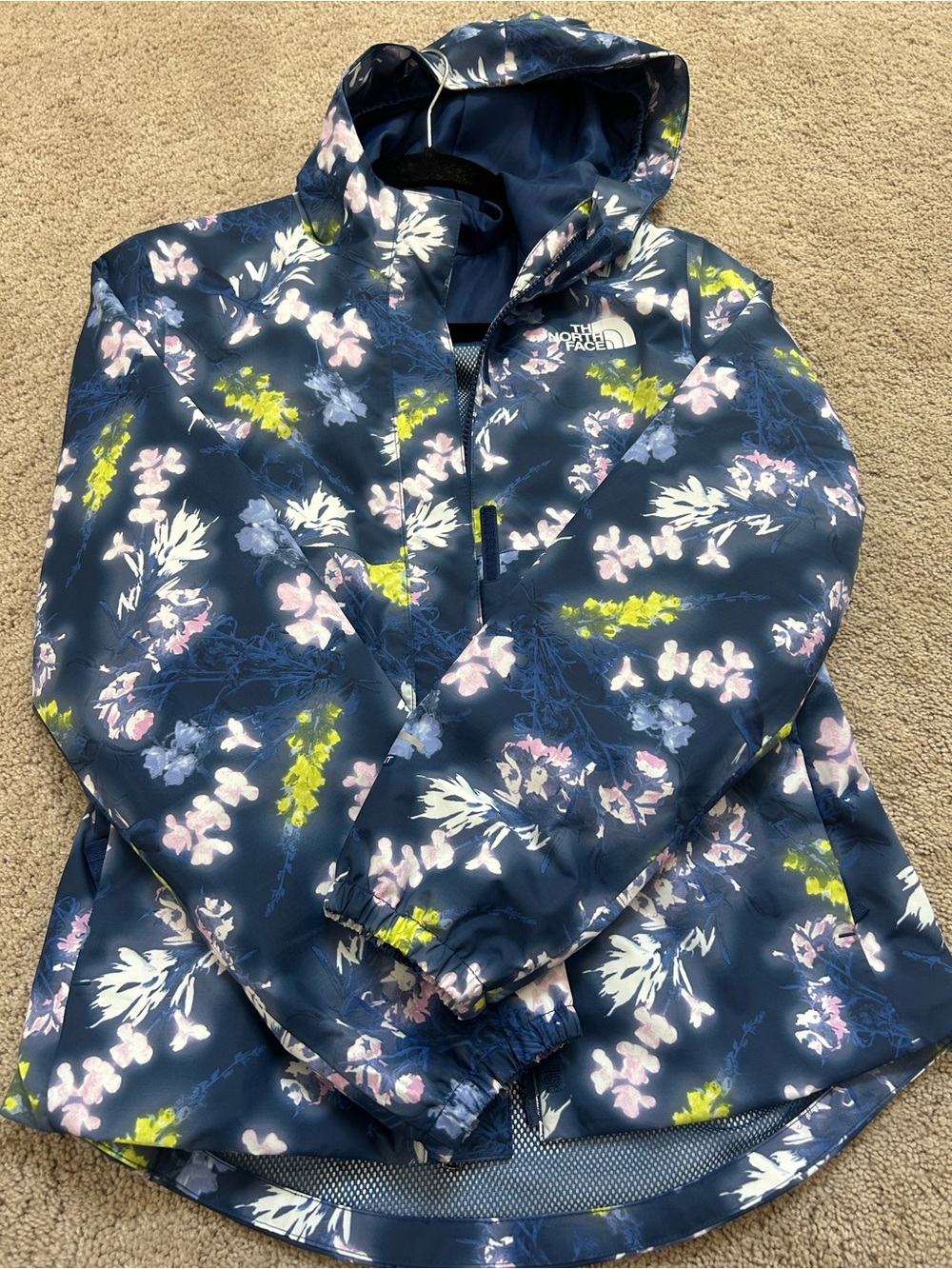 The North Face Navy Floral Hooded Raincoat for Kids